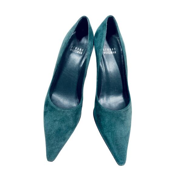 Stuart Weitzman Suede Heels Forest Green Pumps Size 6 - Picture 3 of 10